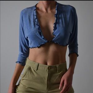 Cropped blue lightweight cardigan